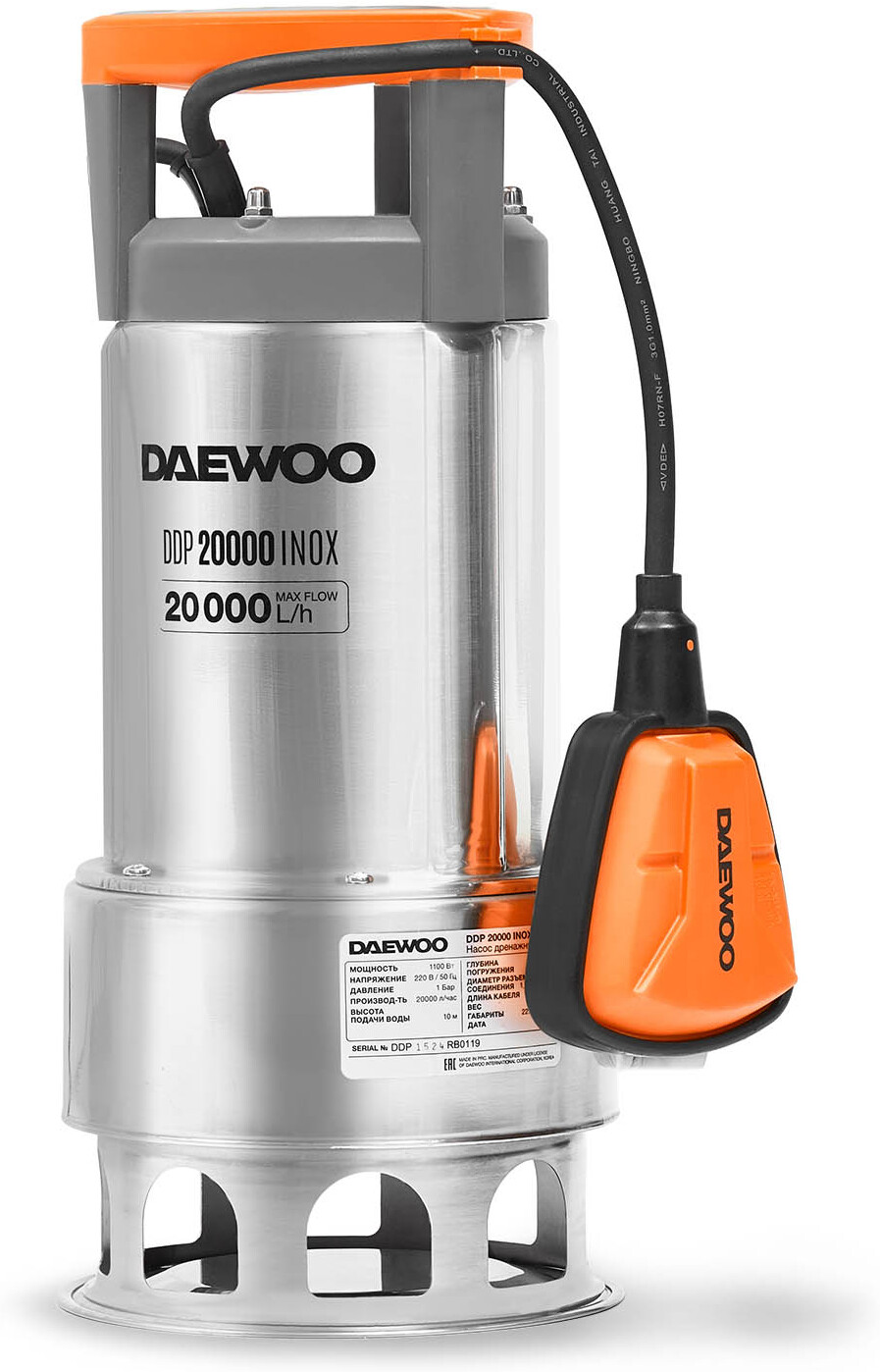 

Насос Daewoo DDP 20000 Inox, Дренажный насос Daewoo DDP 20000 Inox