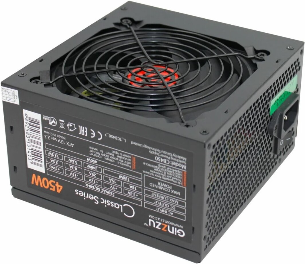 

Блок питания Ginzzu 450W [SB450], Блок питания Ginzzu SB450 450W