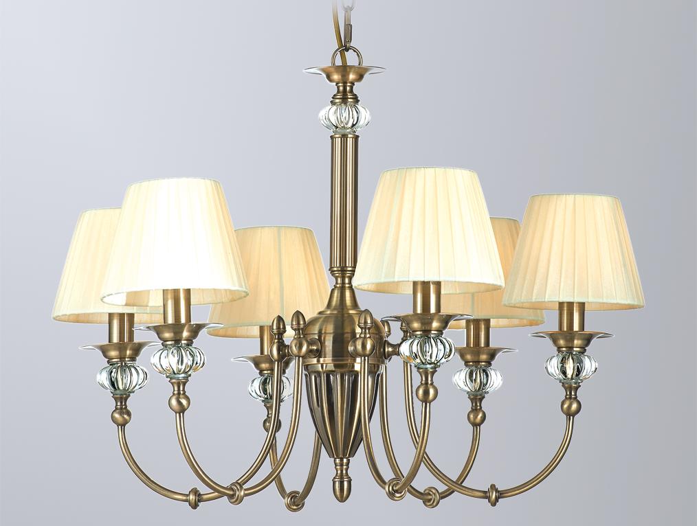 

Подвесная люстра NEWPORT D66*H50/150 см Е14 6*60W ленточный Antique bronze Clear crystal Shade beige [2206/C ленточный], Подвесная люстра NEWPORT D66*H50/150 см Е14 6*60W ленточный 2206/C ленточный Antique bronze Clear crystal Shade beige