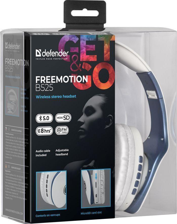 

Наушники Defender FreeMotion B525 (синий/белый), FreeMotion B525