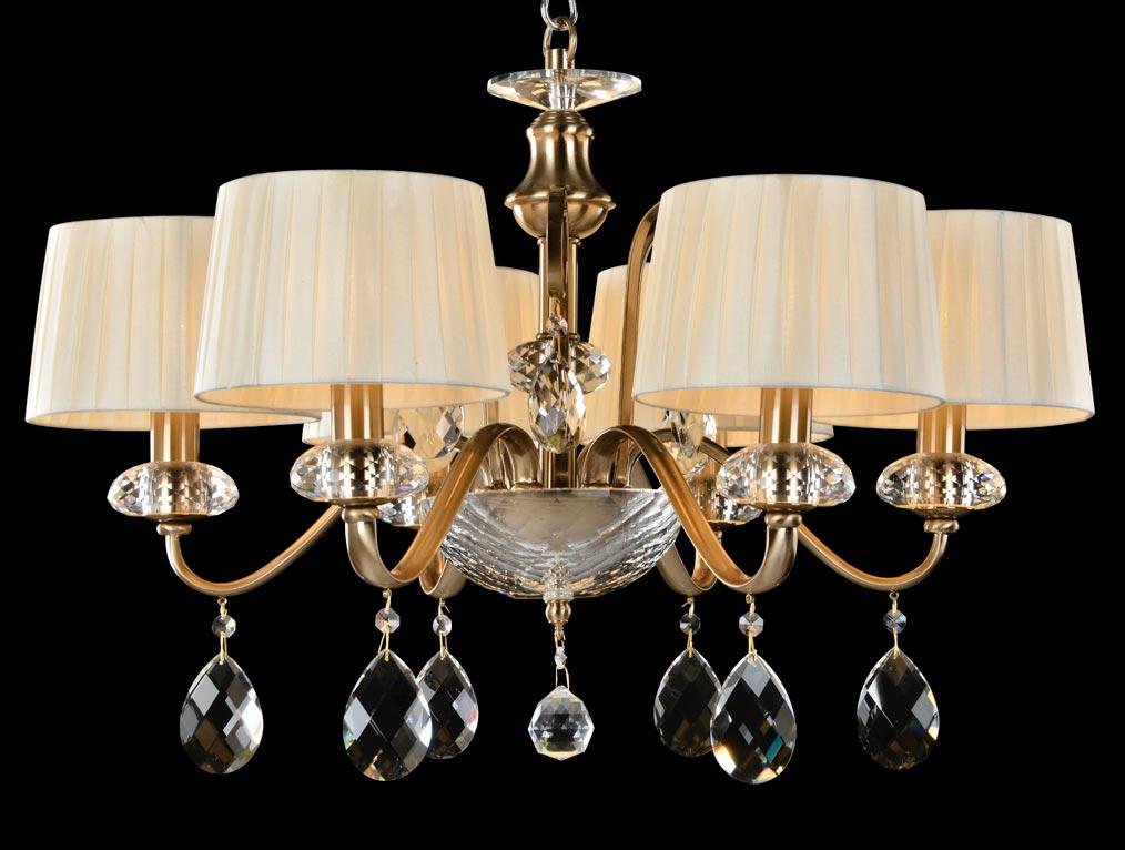 

Подвесная люстра NEWPORT D60*H40/140 cm E14 6*60W Bronze Clear crystal Shade beige [1706/C], Подвесная люстра NEWPORT D60*H40/140 cm E14 6*60W 1706/C Bronze Clear crystal Shade beige