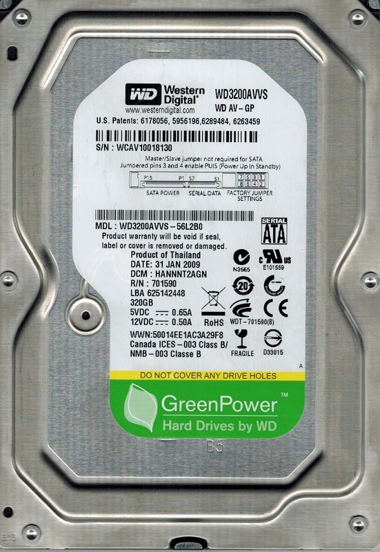 

Жесткий диск WD AV-GP 320GB (WD3200AVVS), AV-GP 320GB