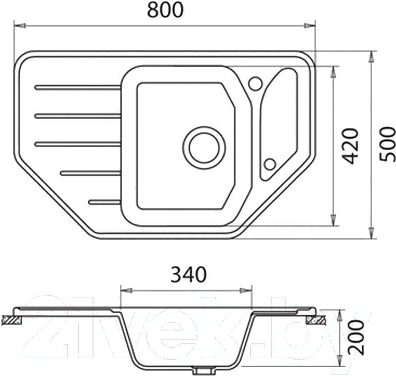 

Кухонная мойка GranFest Corner GF-C800E белый, Corner GF-C800E