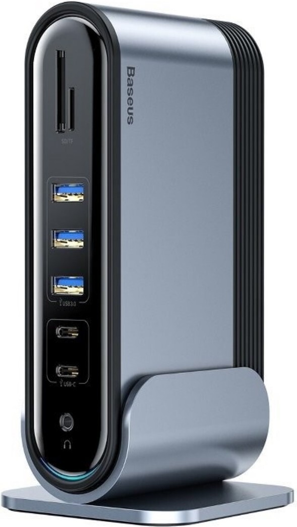 

USB-хаб Baseus Working Station Three-Screen Multifunctional Type-C хаб темно-серый [CAHUB-DG0G], Док-станция Baseus CAHUB-DG0G
