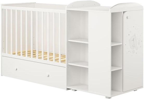 

Детская кроватка Polini Kids French 800 Teddy с комодом белый/серый