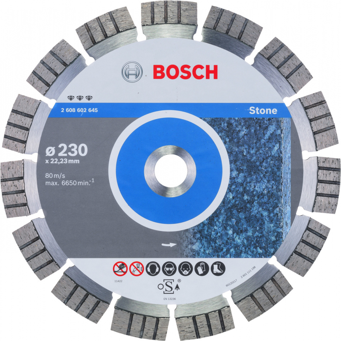 

Алмазный диск Bosch 2.608.602.645, Алмазный диск Bosch 230-22.23 Best for Stone 2.608.602.645