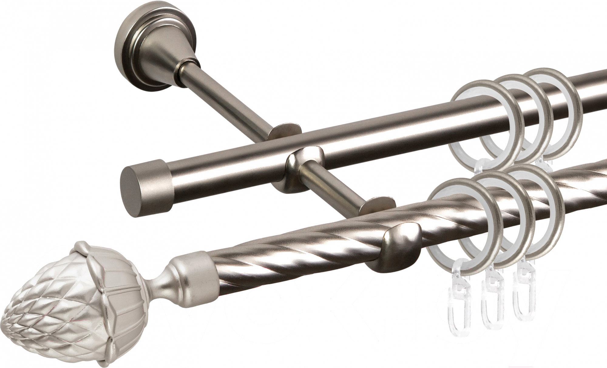 

Карниз АС ФОРОС Grace D16K/16Г составной + наконечники Шишка 3.2м сатин