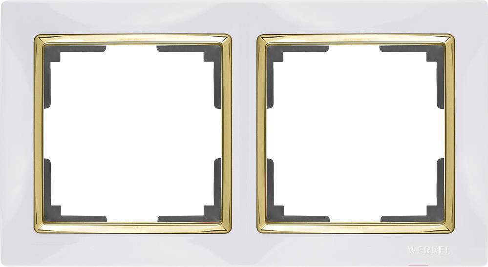 

Рамка для выключателя и розетки Werkel Snabb 2 поста WL03-Frame-02-white-GD белый/золото [a035253], Snabb 2 поста WL03-Frame-02-white-GD