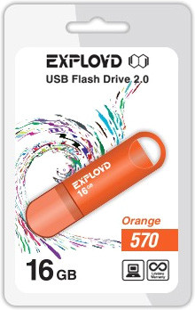 

Usb flash Exployd 570 16Gb оранжевый, 570 16Gb