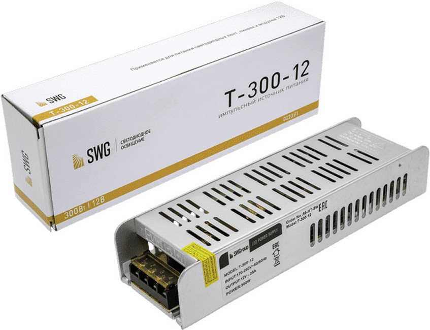 

SWG Блок питания компактный (узкий), 300 W, 12V [T-300-12], Блок питания SWG Блок питания компактный (узкий), 300 W, 12V T-300-12