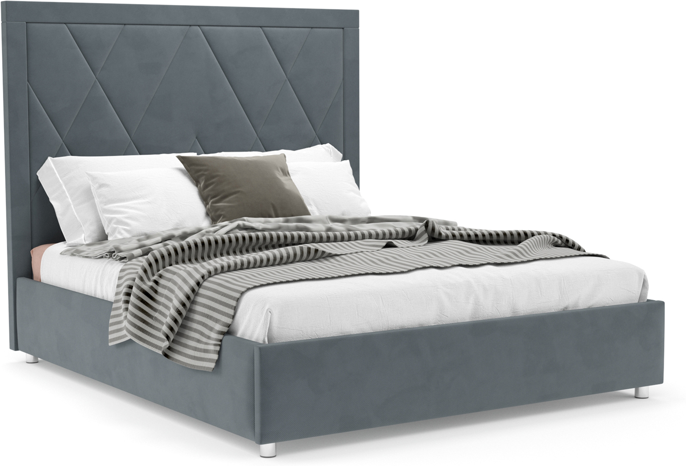 

Кровать Mebel-Ars Треви 140 велюр серо-синий HB-178 26 (М1-18-5)