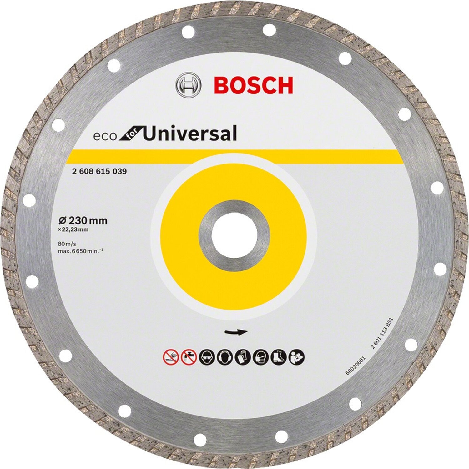 

Алмазный диск Bosch 2.608.615.039, Алмазный диск Bosch 230-22.23 Eco Universal Turbo 2.608.615.039