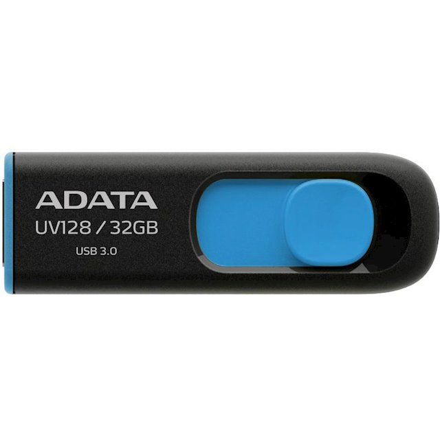 

USB Flash A-Data DashDrive UV128 Black/Blue 32GB (AUV128-32G-RBE), Флеш-накопитель USB A-Data 32GB AUV128-32G-RBE