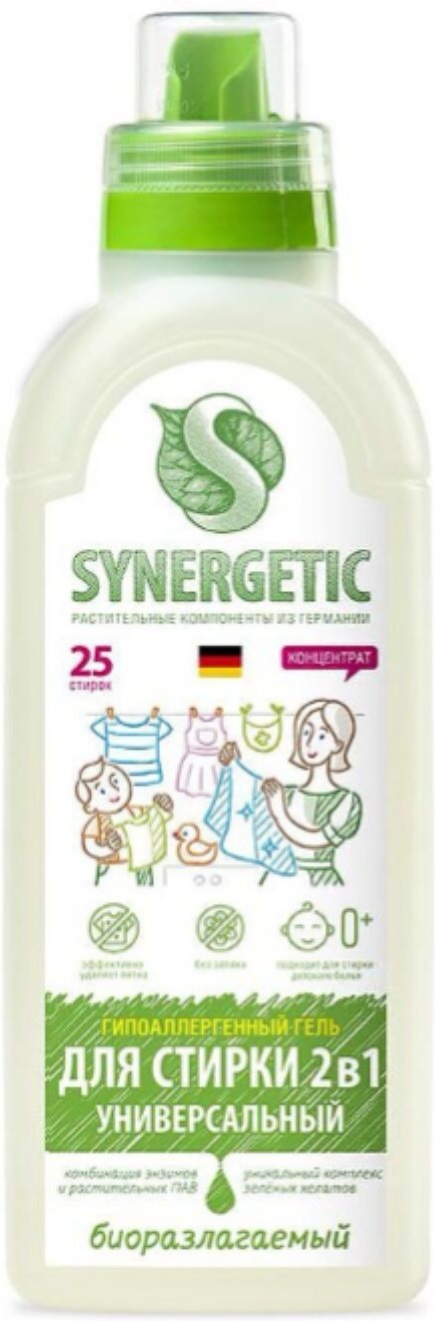 

Гель для стирки Synergetic 2в1 c пятновыводителем 0,75л (9801010002)