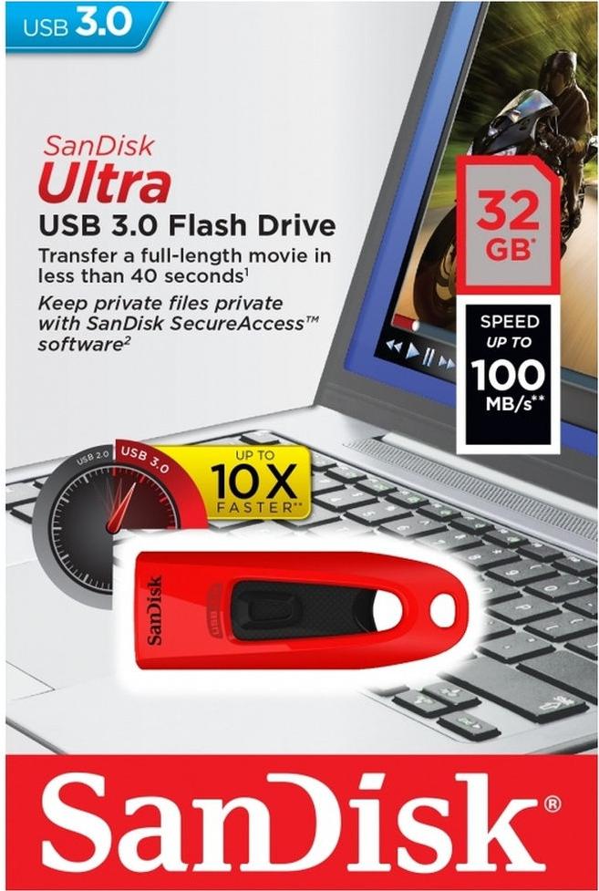 

Карта памяти SanDisk Флеш накопитель 32GB CZ48R Ultra, USB 3.0 Red [SDCZ48-032G-U46R], Флеш накопитель 32GB CZ48R Ultra, USB 3.0 Red