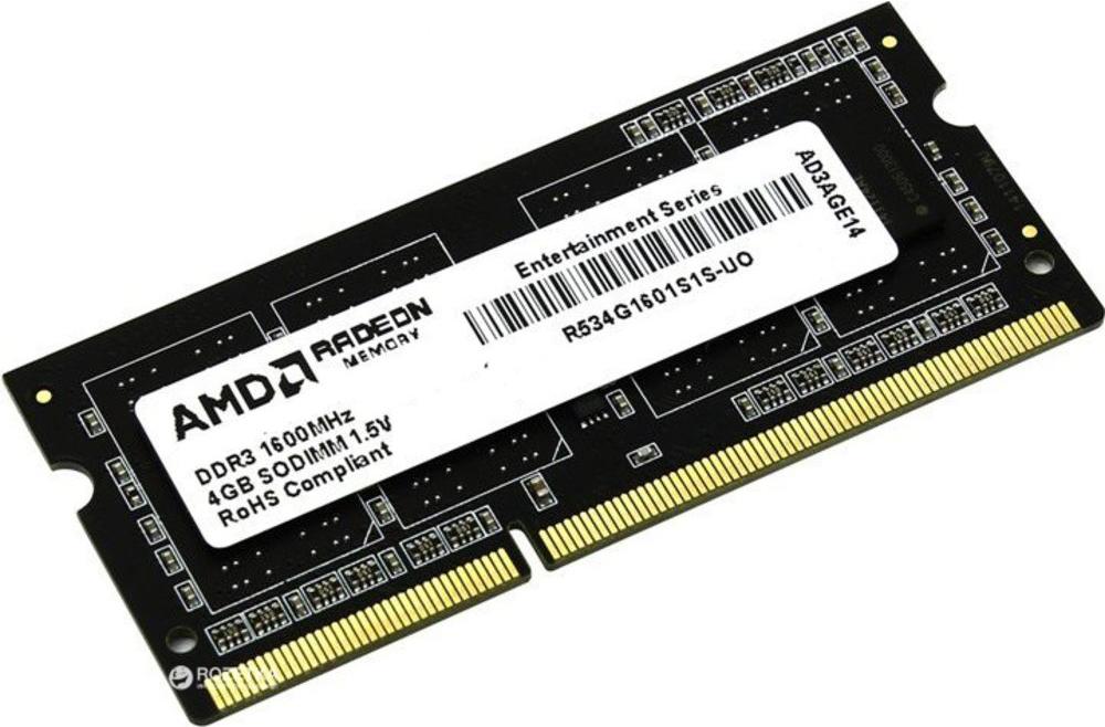 

Оперативная память AMD 4GB Radeon DDR3 1600 SO DIMM R5 [R534G1601S1S-U], 4GB Radeon DDR3 1600 SO DIMM R5