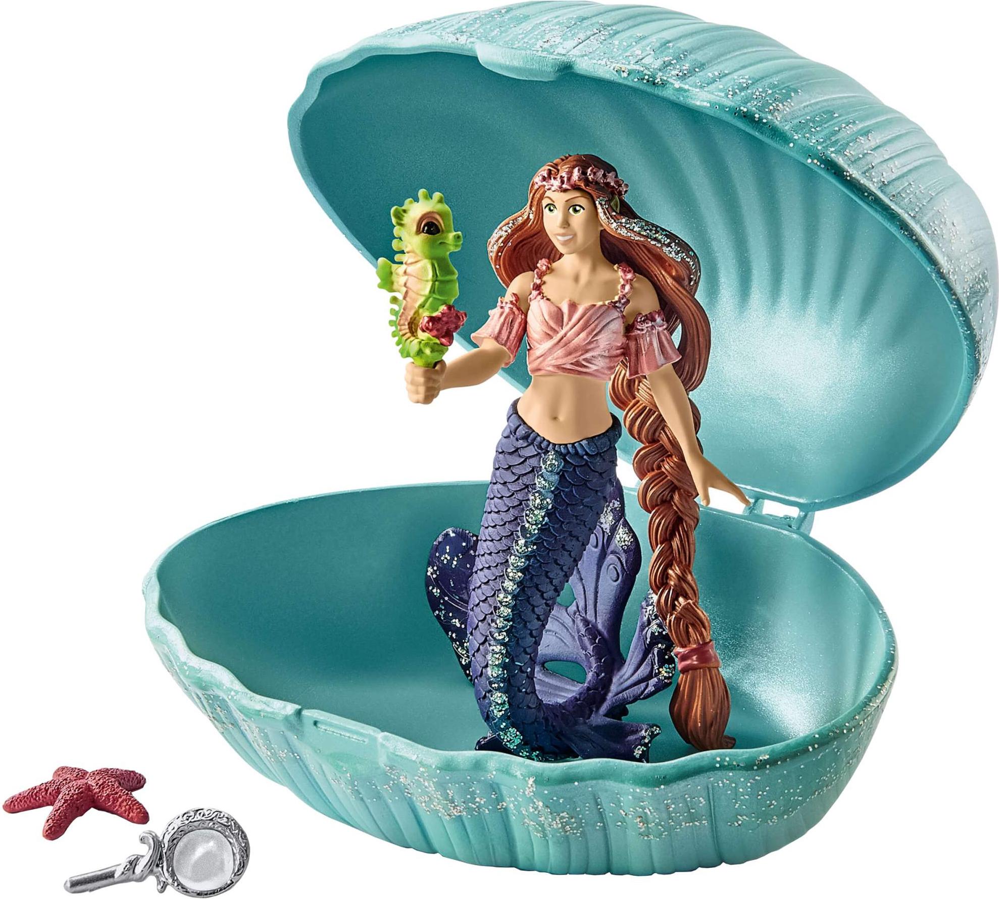 

Игрушка Schleich Русалка с малышом морского конька в ракушке [70563], Русалка с малышом морского конька в ракушке