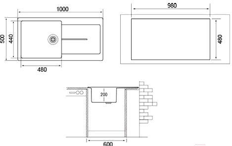 

Кухонная мойка Longran Enigma ENG1000.500 колорадо, Enigma ENG1000.500