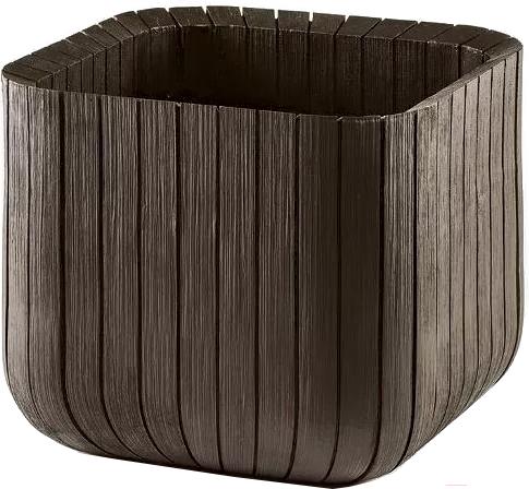 

Кашпо Keter Wood Look Cube Planter L коричневый [229533], Wood Look Cube Planter L