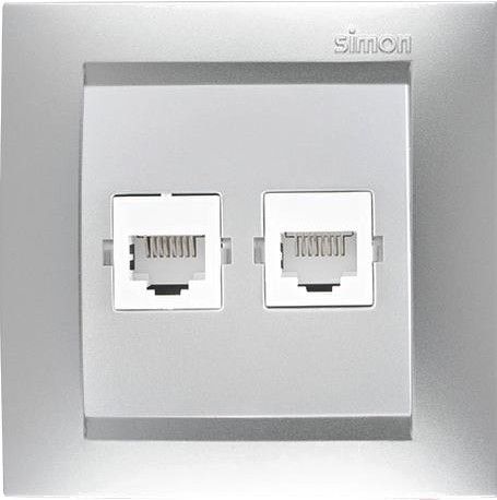 

Розетка Simon 1591593-033 (алюминий), Розетка Simon Розетка 1591593-033 алюминий