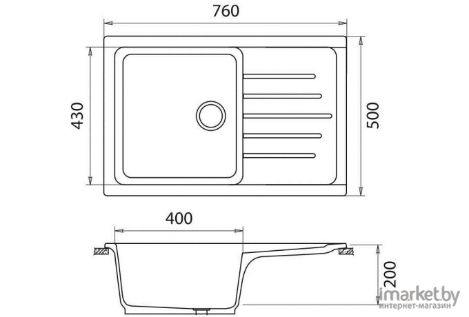 Кухонная мойка GranFest GF-P760L (белый)