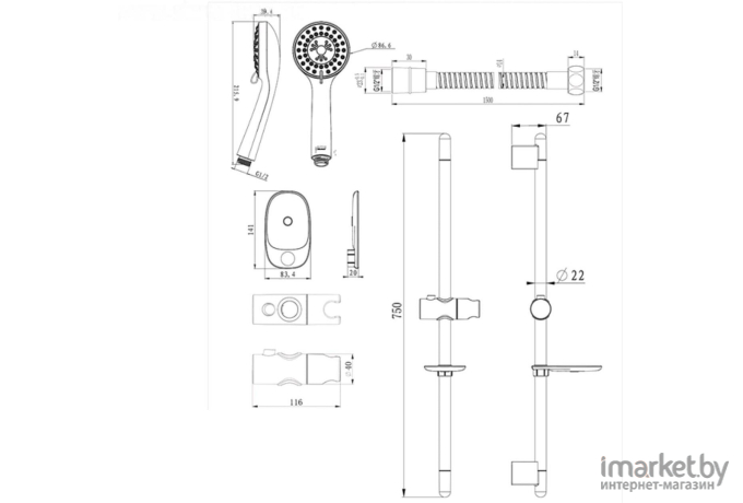 Душевой гарнитур Bravat Eco D152CP-1A-RUS