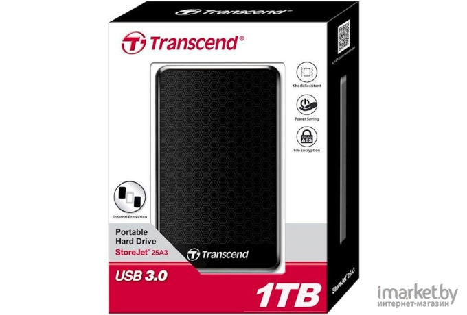 Внешний жесткий диск Transcend StoreJet 25A3 1TB Black (TS1TSJ25A3K)