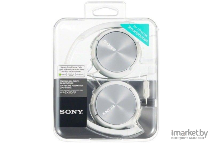 Наушники с микрофоном Sony MDR-ZX310AP (белый)