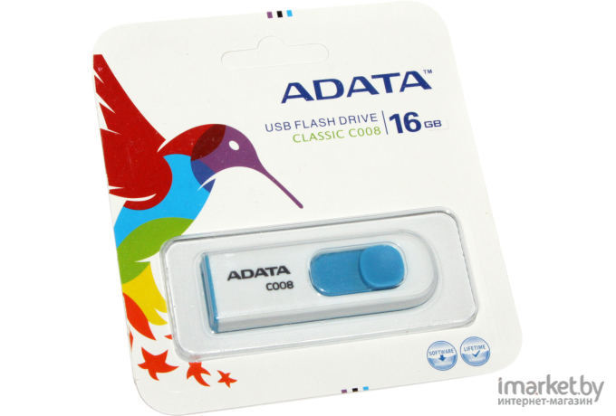 USB Flash A-Data C008 White+Blue 16 Гб (AC008-16G-RWE)