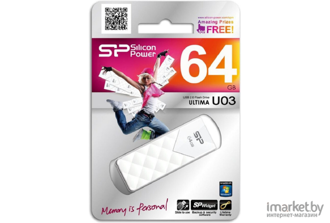 USB Flash Silicon-Power Ultima U03 White 64GB (SP064GBUF2U03V1W)