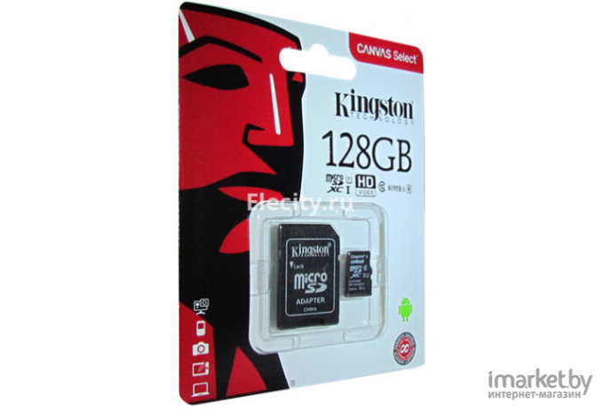 Карта памяти Kingston Canvas Select SDCS/128GB microSDXC 128GB (с адаптером)