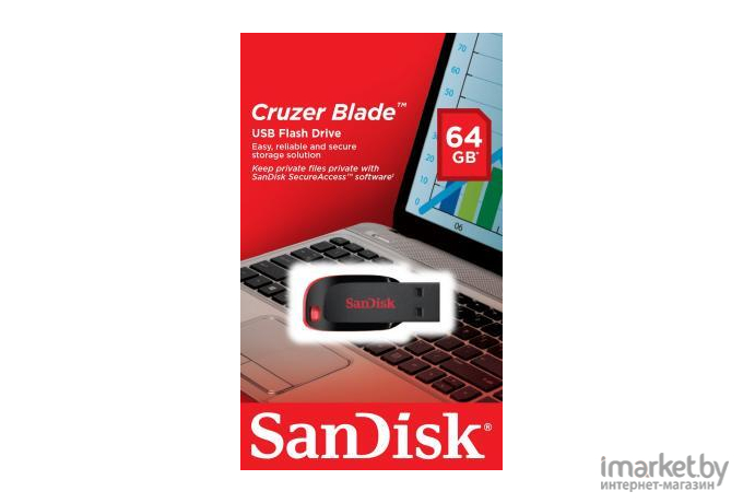 USB Flash SanDisk Cruzer Blade Black 64GB (SDCZ50-064G-B35)