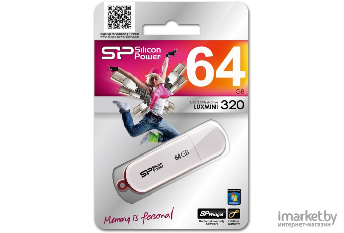 USB Flash Silicon-Power LuxMini 320 White 64GB (SP064GBUF2320V1W)