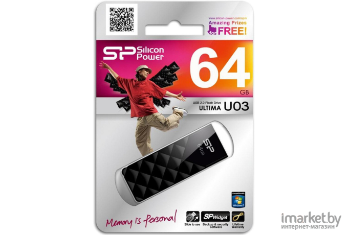 USB Flash Silicon-Power Ultima U03 Black 64GB (SP064GBUF2U03V1K)