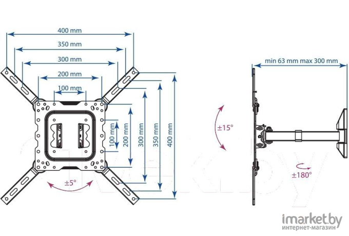 Кронштейн для телевизора Kromax Dix-17 (черный)