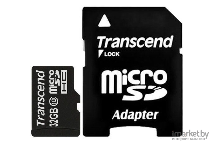 Карта памяти Transcend microSDHC Class 10 32 Gb + SD адаптер (TS32GUSDHC10)