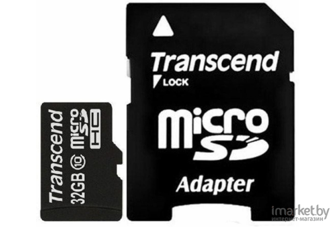 Карта памяти Transcend microSDHC Class 10 32 Gb + SD адаптер (TS32GUSDHC10)