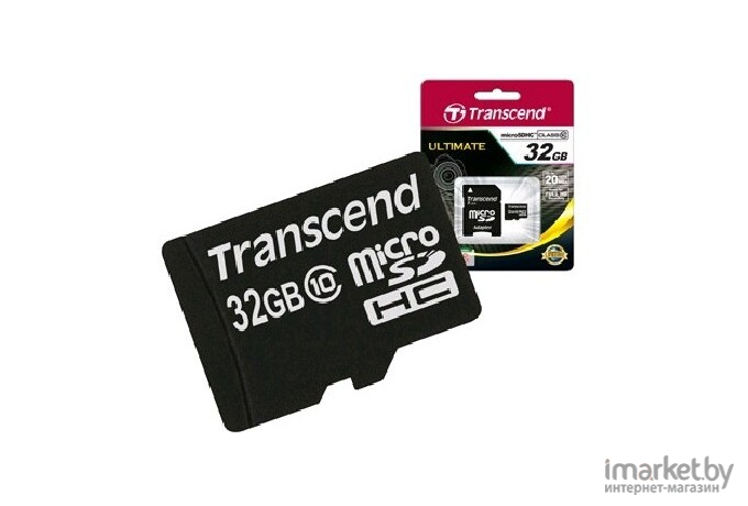 Карта памяти Transcend microSDHC Class 10 32 Gb + SD адаптер (TS32GUSDHC10)