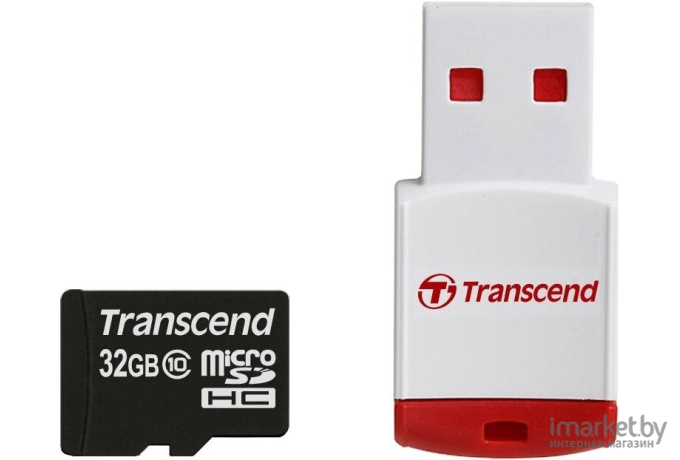 Карта памяти Transcend microSDHC Class 10 32 Gb + SD адаптер (TS32GUSDHC10)