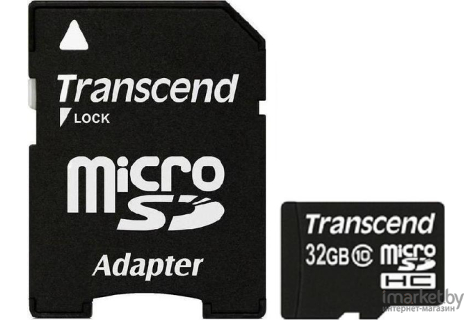 Карта памяти Transcend microSDHC Class 10 32 Gb + SD адаптер (TS32GUSDHC10)