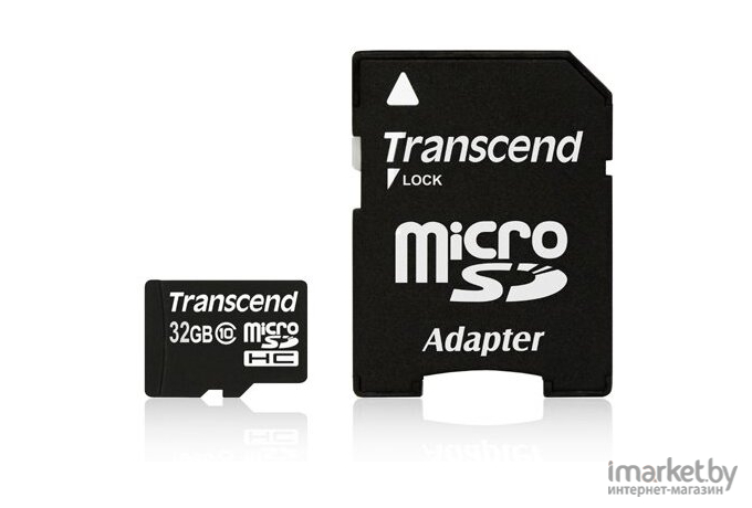 Карта памяти Transcend microSDHC Class 10 32 Gb + SD адаптер (TS32GUSDHC10)