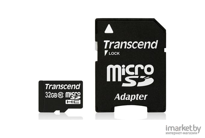 Карта памяти Transcend microSDHC Class 10 32 Gb + SD адаптер (TS32GUSDHC10)