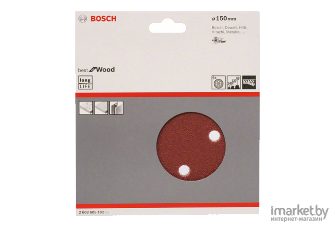 Оснастка для электроинструмента Bosch 150 мм К60/120/240 для дерева (2608605102)