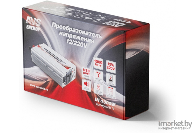 Автомобильный инвертор AVS 12/220V IN-1500W