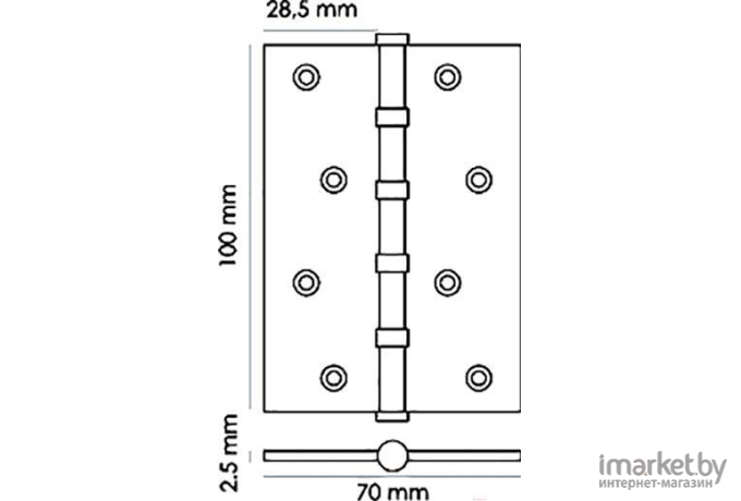 Петли дверные Morelli MS 100X70X2.5-4BB SN