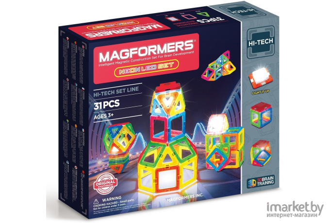 Конструктор магнитный Magformers Neon LED Set / 709007 (31эл)