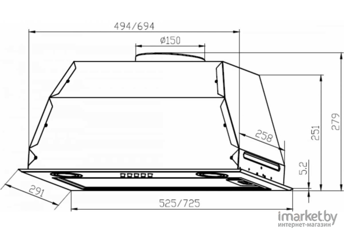 Вытяжка скрытая Lex GS Bloc P 60 / CHTI000321 (белый)