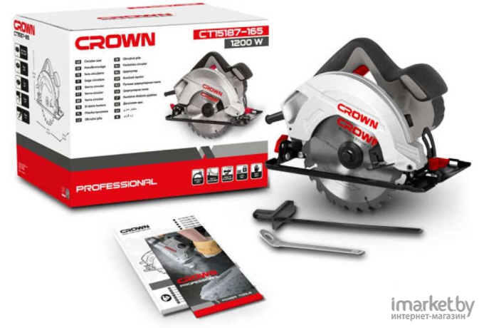 Электропила Crown CT15187-165 серый/черный