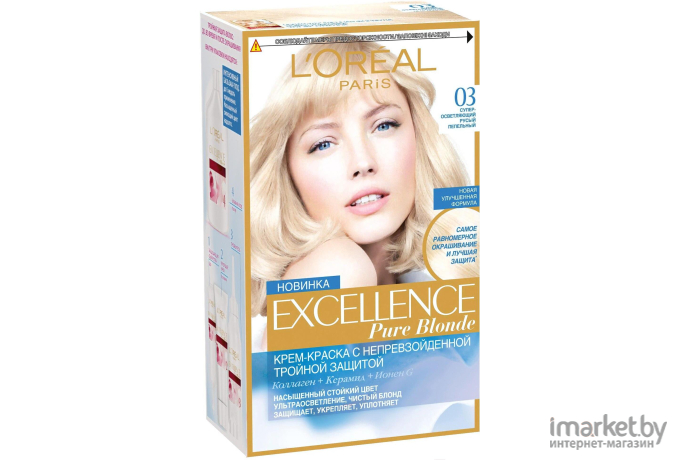 Крем-краска для волос LOreal Paris Color Excellence 03 (супер-осветляющий русый пепел.)