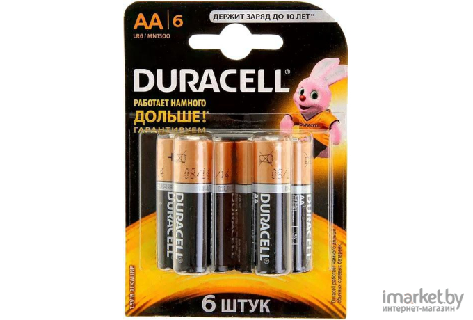 Батарейка, аккумулятор, зарядное DURACELL Basic АА 1.5V LR6 (6шт)